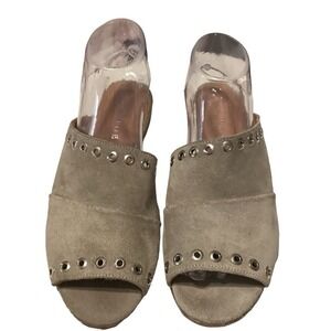 Ron White Stone Gray Suede Leather Grommet‎ Slides Shoes Size 40